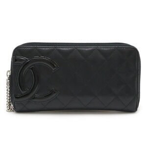 CHANEL Black Leather Logo Wallet